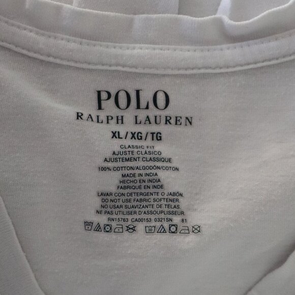 Polo Ralph Lauren Unisex Sz XL White V-Neck Casual Comfy Pullover T-Shirt Top - Picture 8 of 8